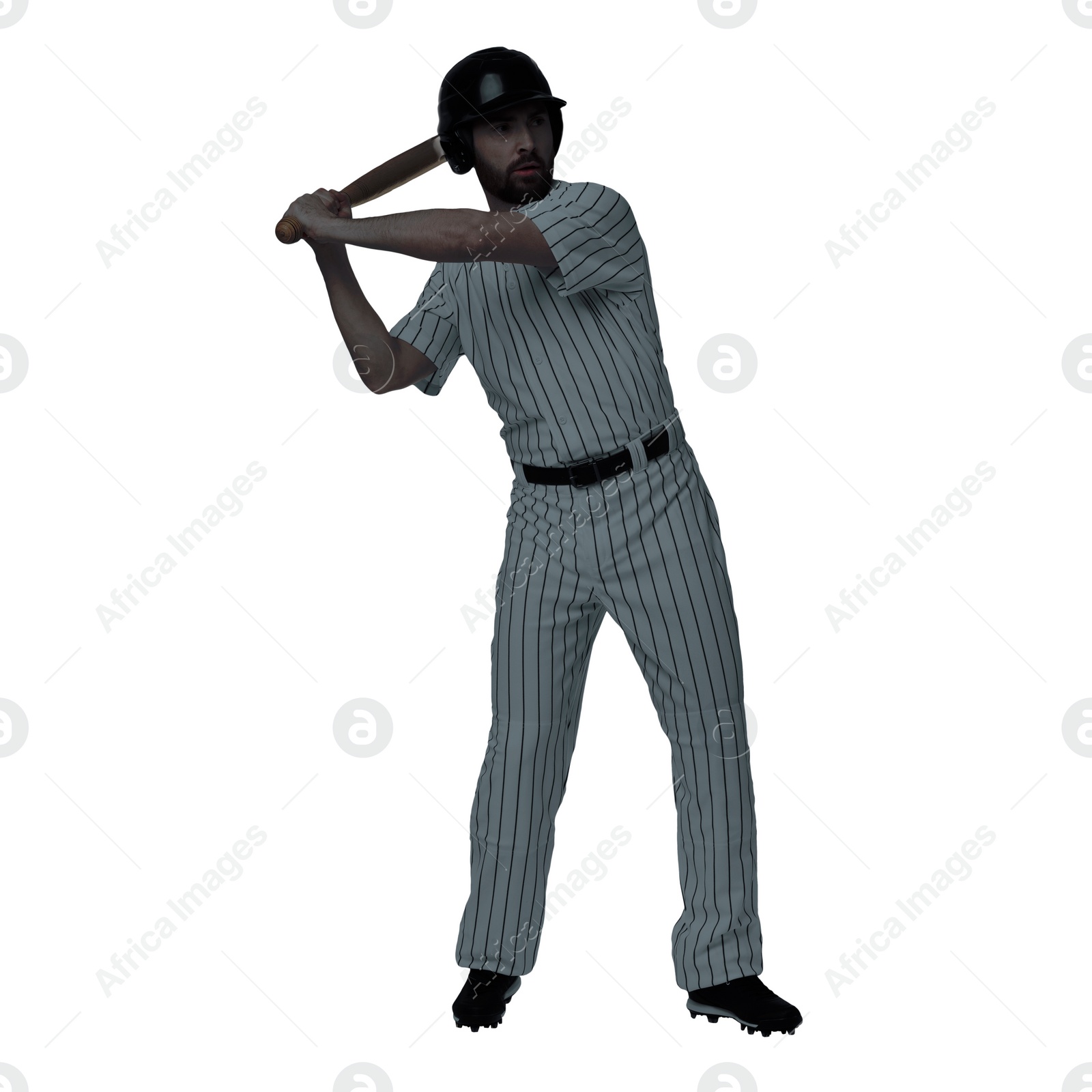 Image of Silhouette of baseball player on white background