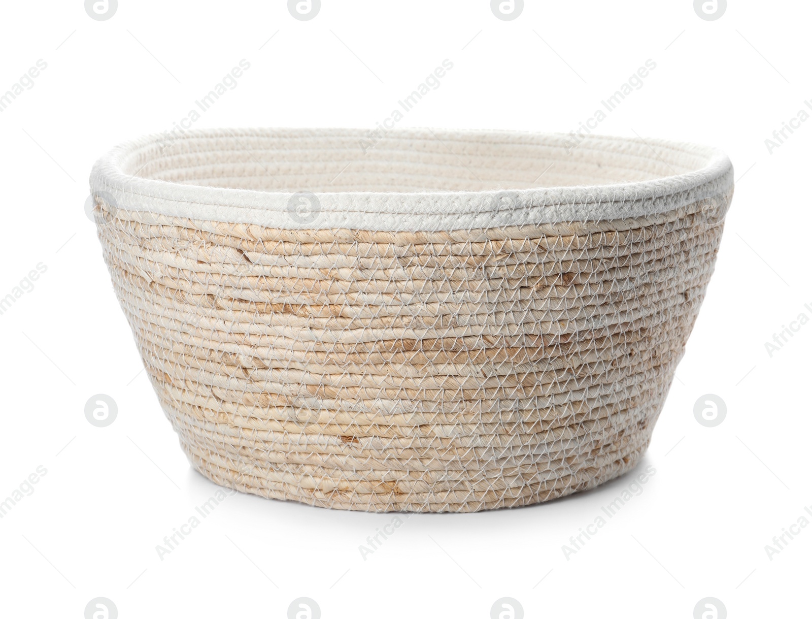 Photo of New cord basket isolated on white. Interior element