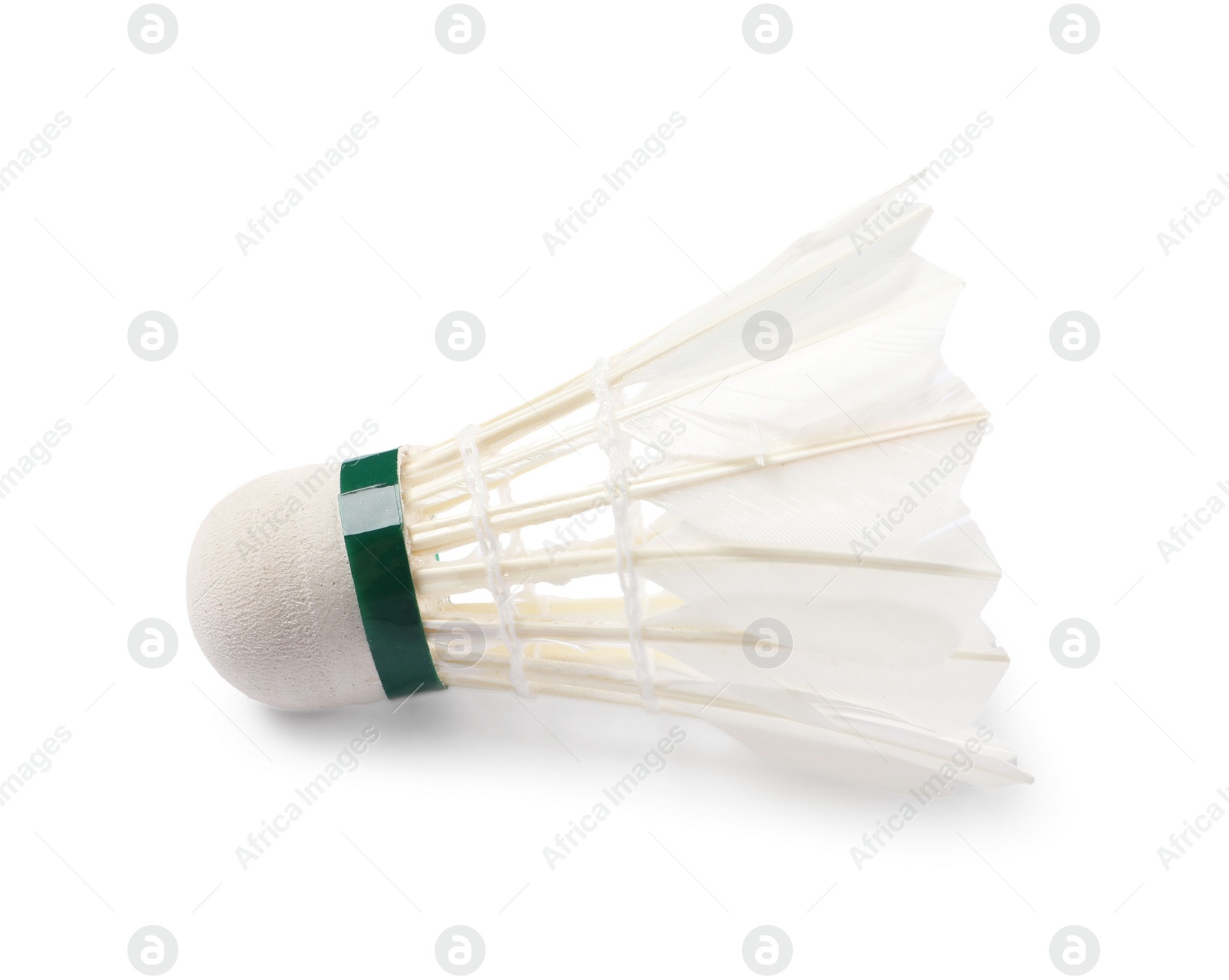 Photo of One feather badminton shuttlecock isolated on white