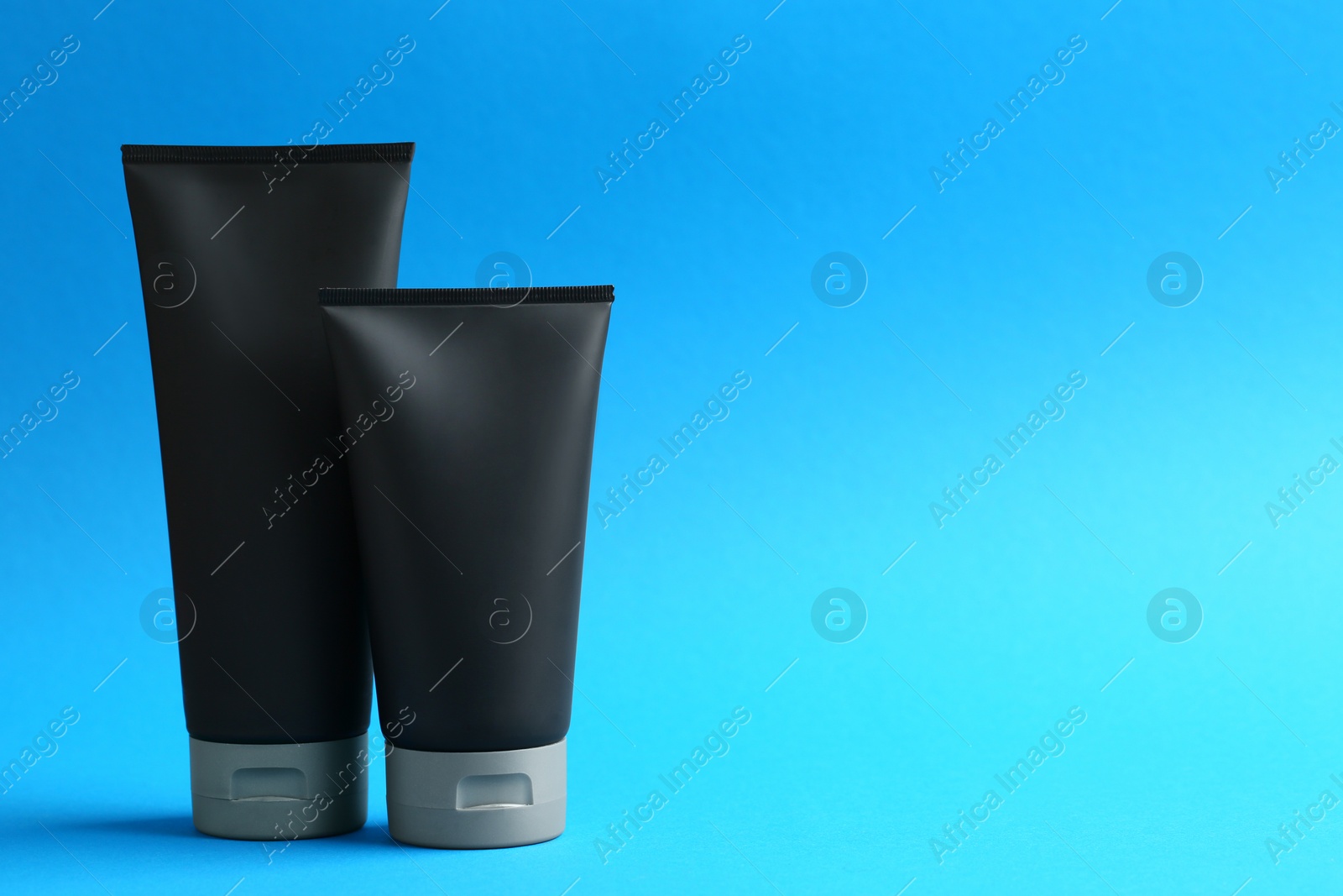 Photo of Set of men's cosmetic on color background. Space for design