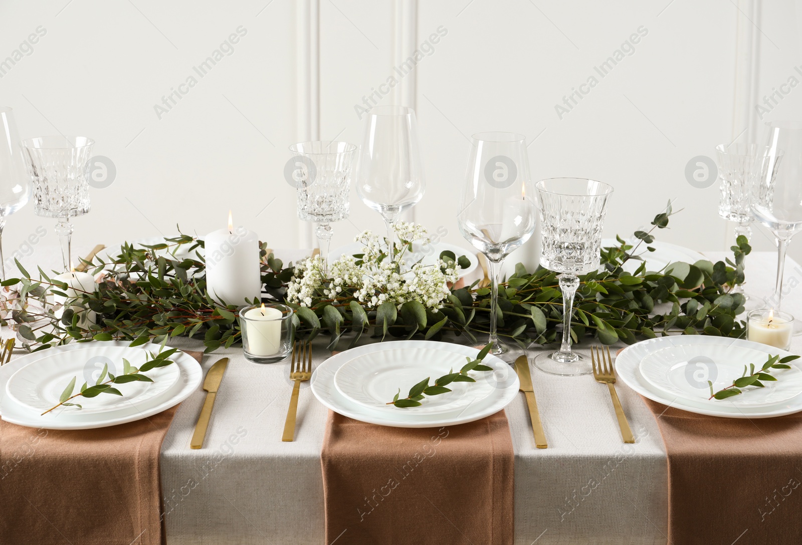 Photo of Stylish elegant table setting for festive dinner indoors