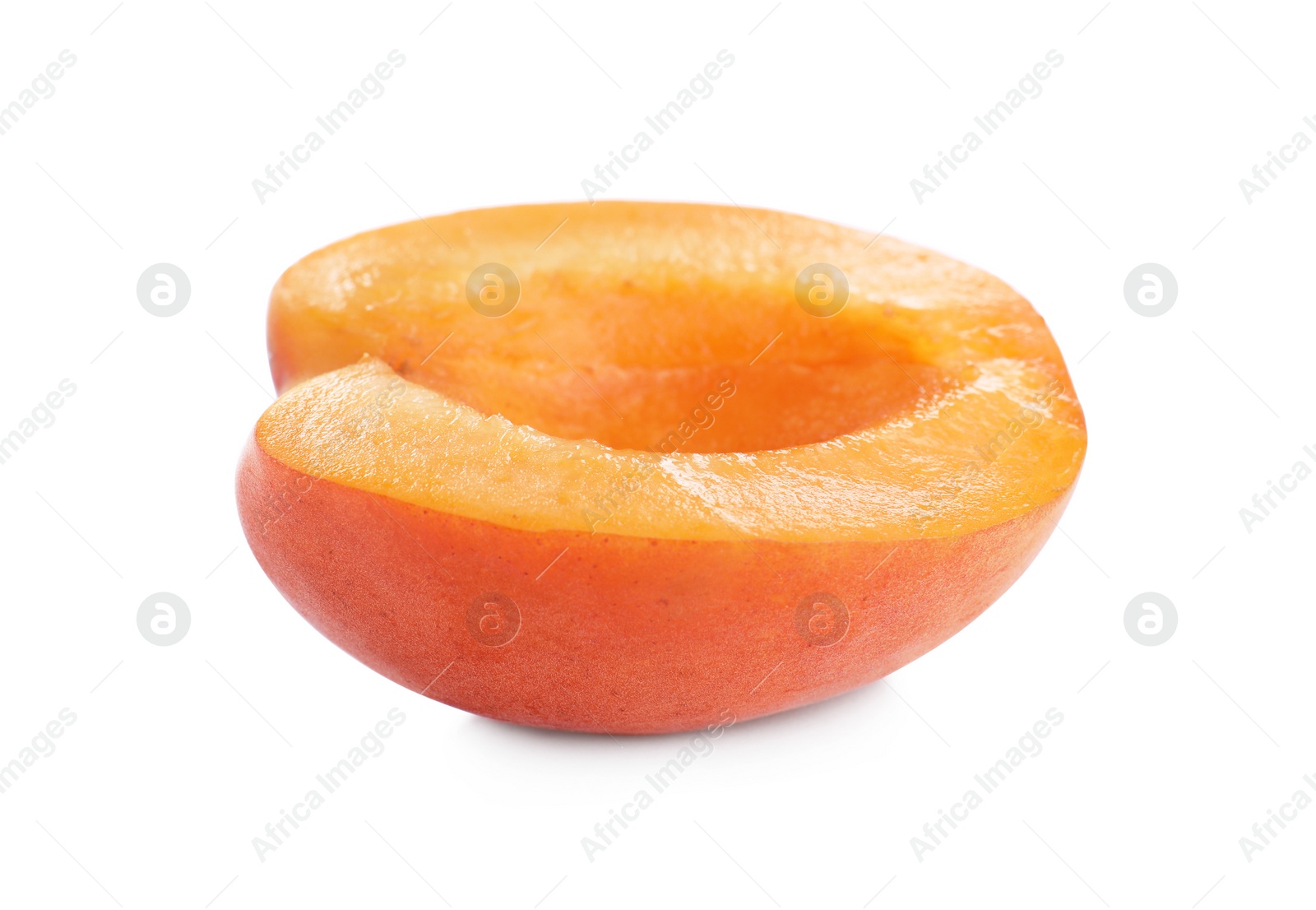 Photo of Half of delicious ripe apricot isolated on white