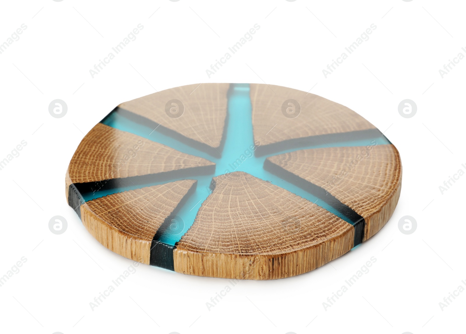 Photo of Stylish wooden cup coaster isolated on white