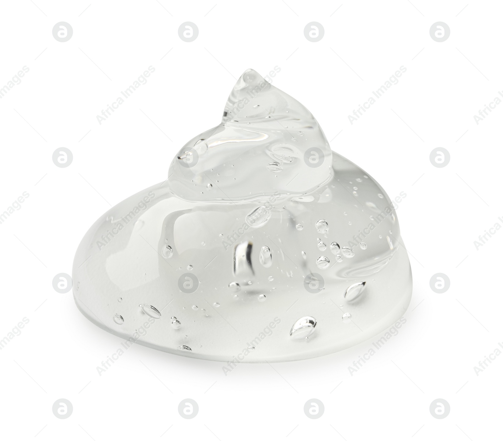 Photo of Sample of clear cosmetic gel on white background, closeup