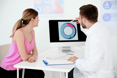 Photo of Gynecology consultation. Woman with her doctor in clinic