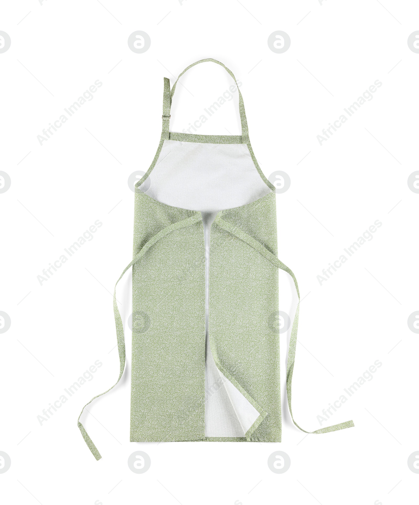 Photo of Light apron with pattern isolated on white, top view