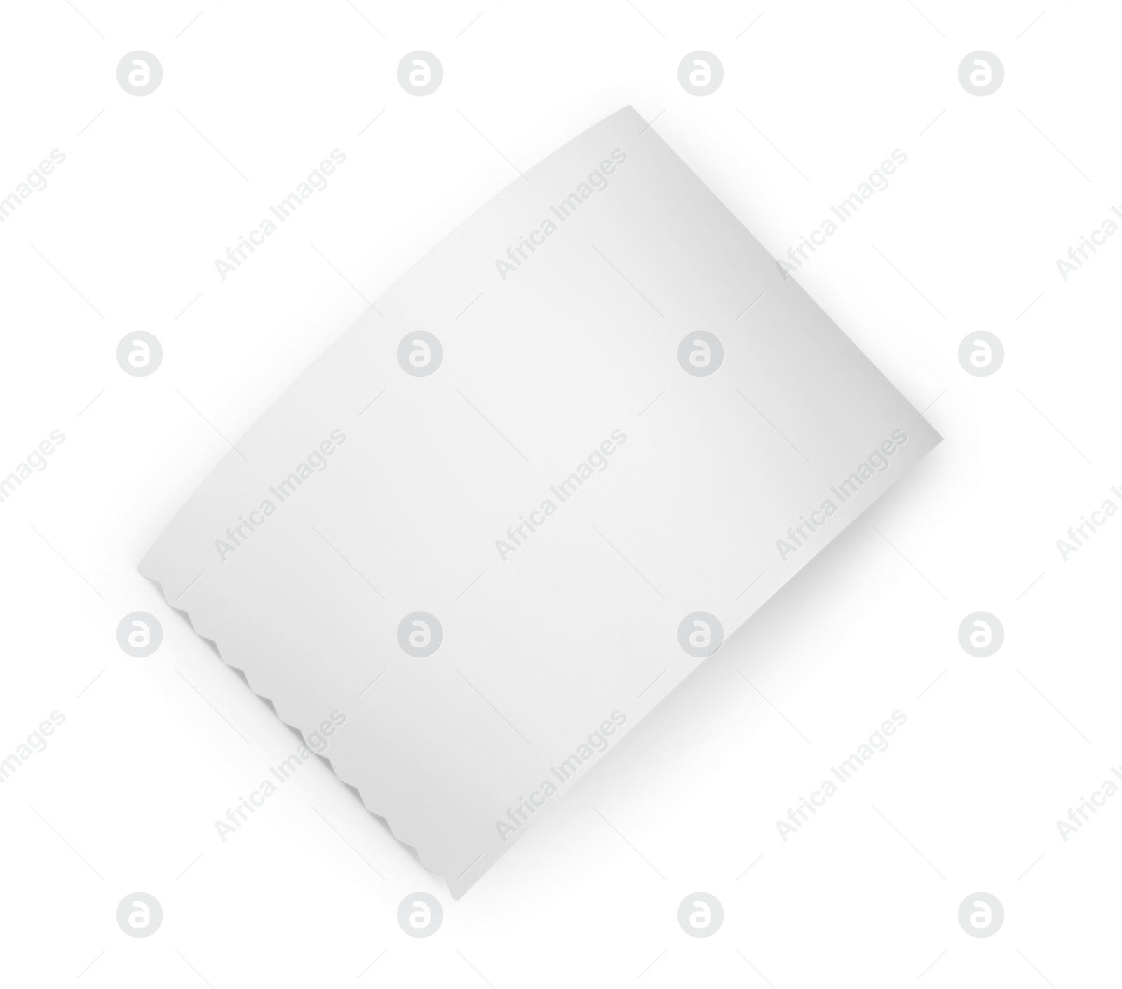 Photo of Piece of thermal paper for receipt isolated on white, top view