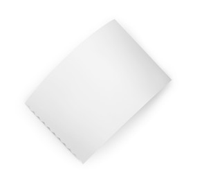 Photo of Piece of thermal paper for receipt isolated on white, top view