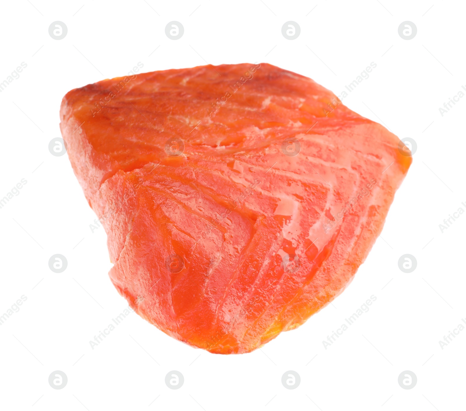 Photo of Piece of tasty grilled salmon isolated on white