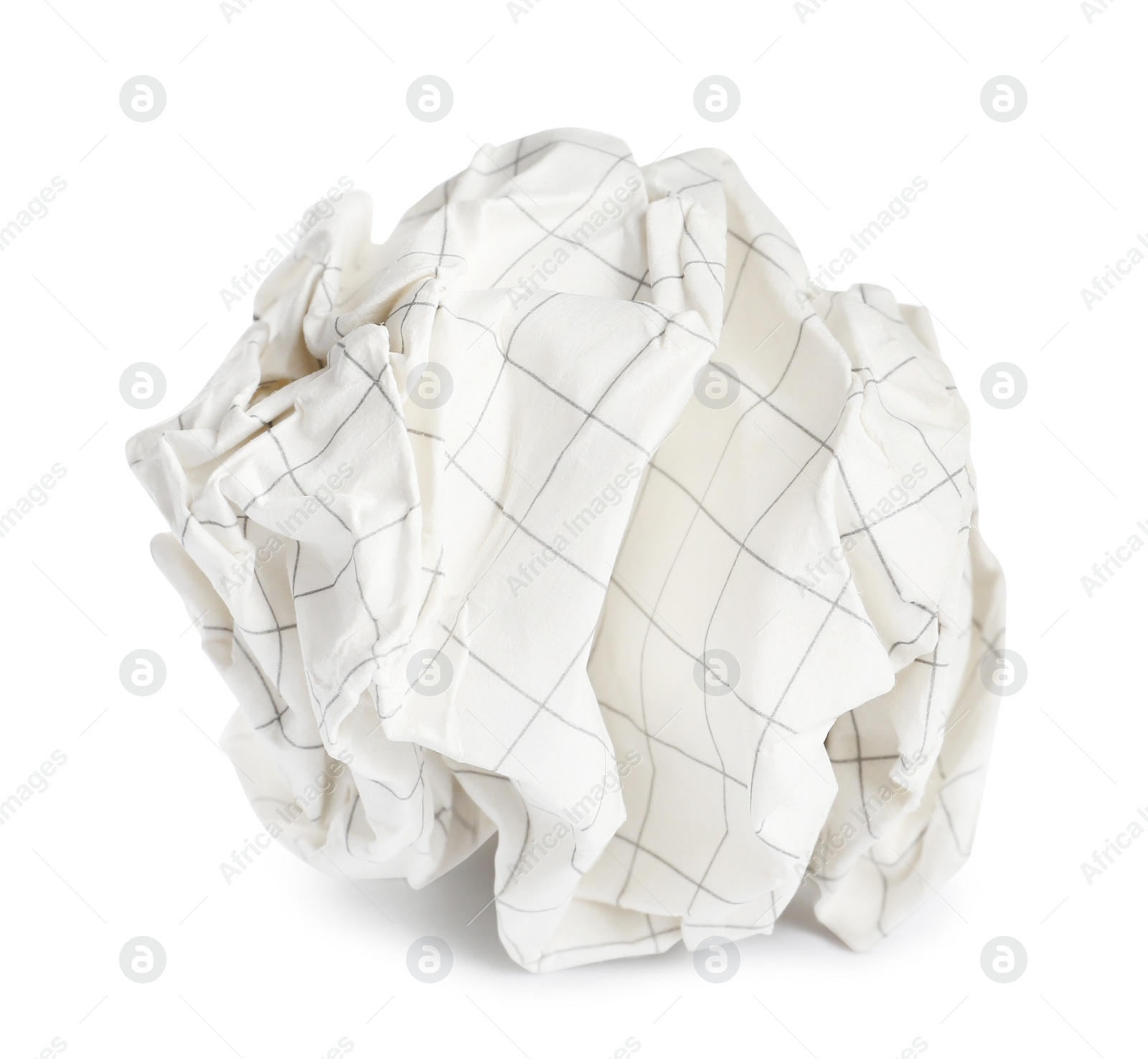 Photo of Crumpled sheet of beige paper isolated on white