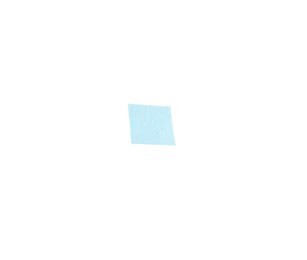 Piece of light blue confetti isolated on white