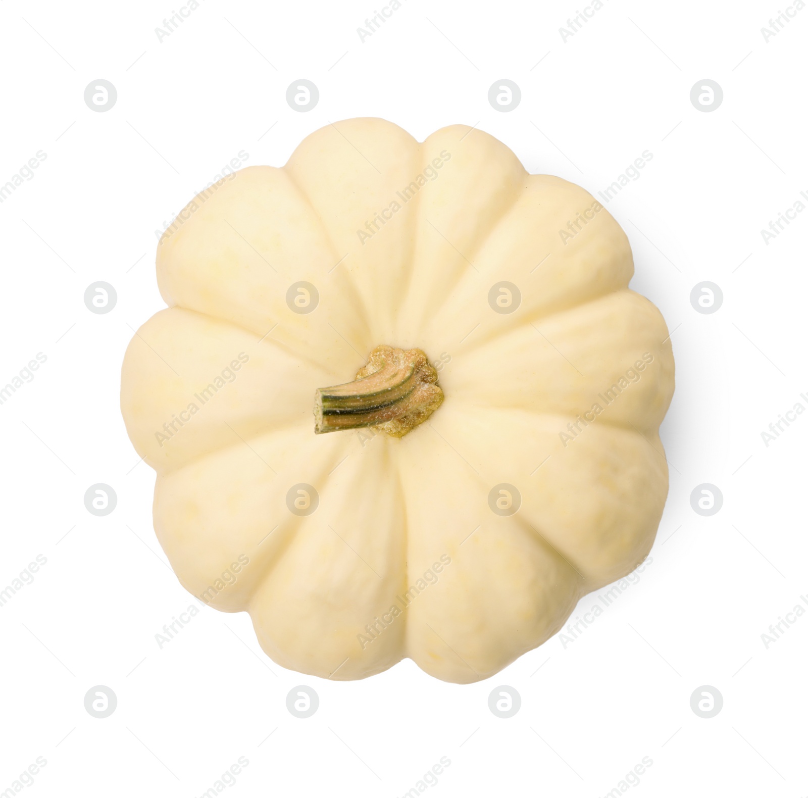 One fresh ripe pumpkin isolated on white, top view Photo of One fresh ripe pumpkin isolated on white, top view