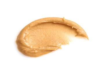 Photo of Creamy peanut butter on white background