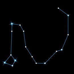 Image of Draco (Dragon) constellation. Stick figure pattern on black background