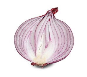 Photo of Fresh cut red onion isolated on white