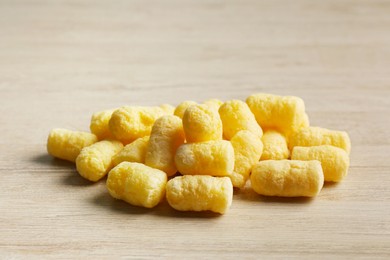 Pile of corn sticks on wooden table