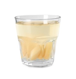 Delicious quince drink in glass isolated on white