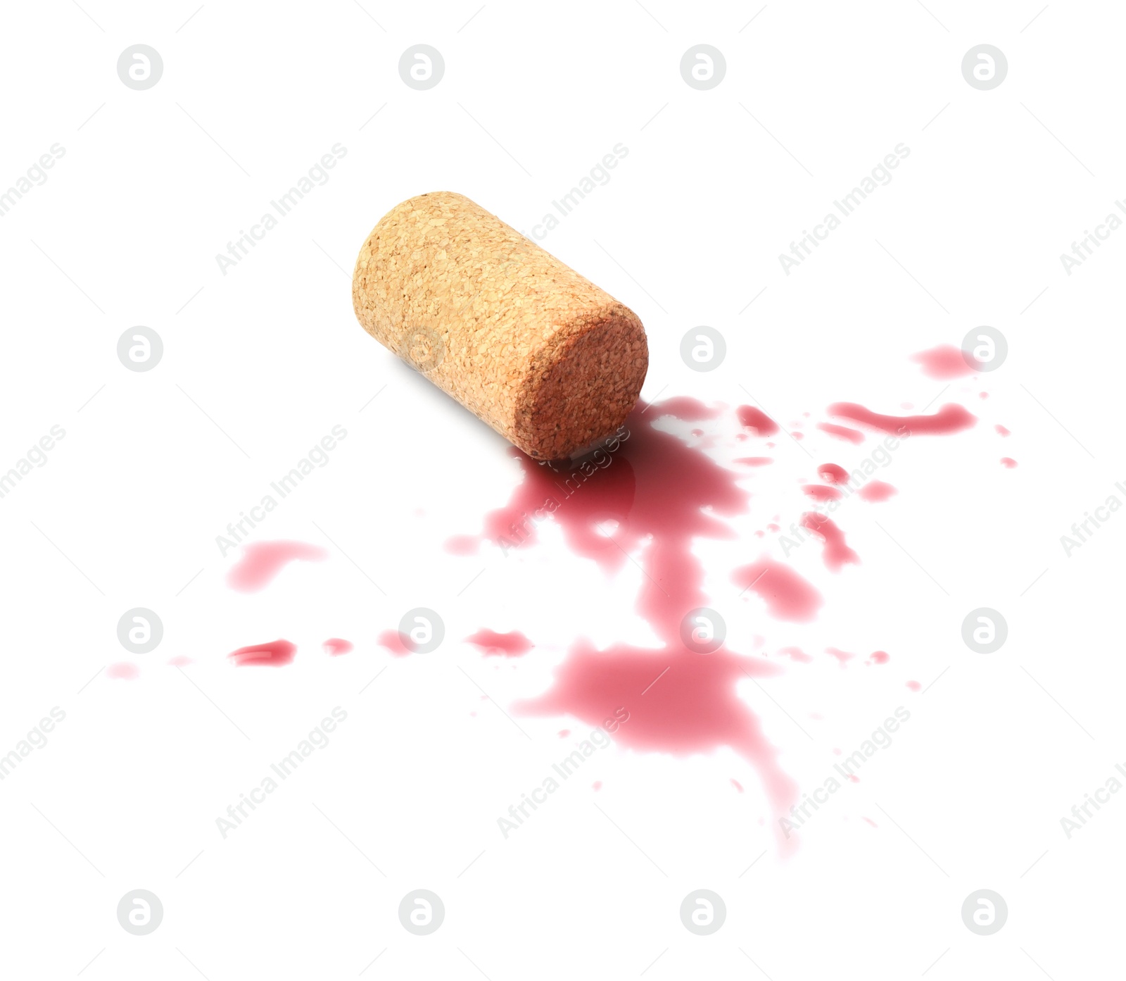 Photo of Bottle cork with wine stains isolated on white