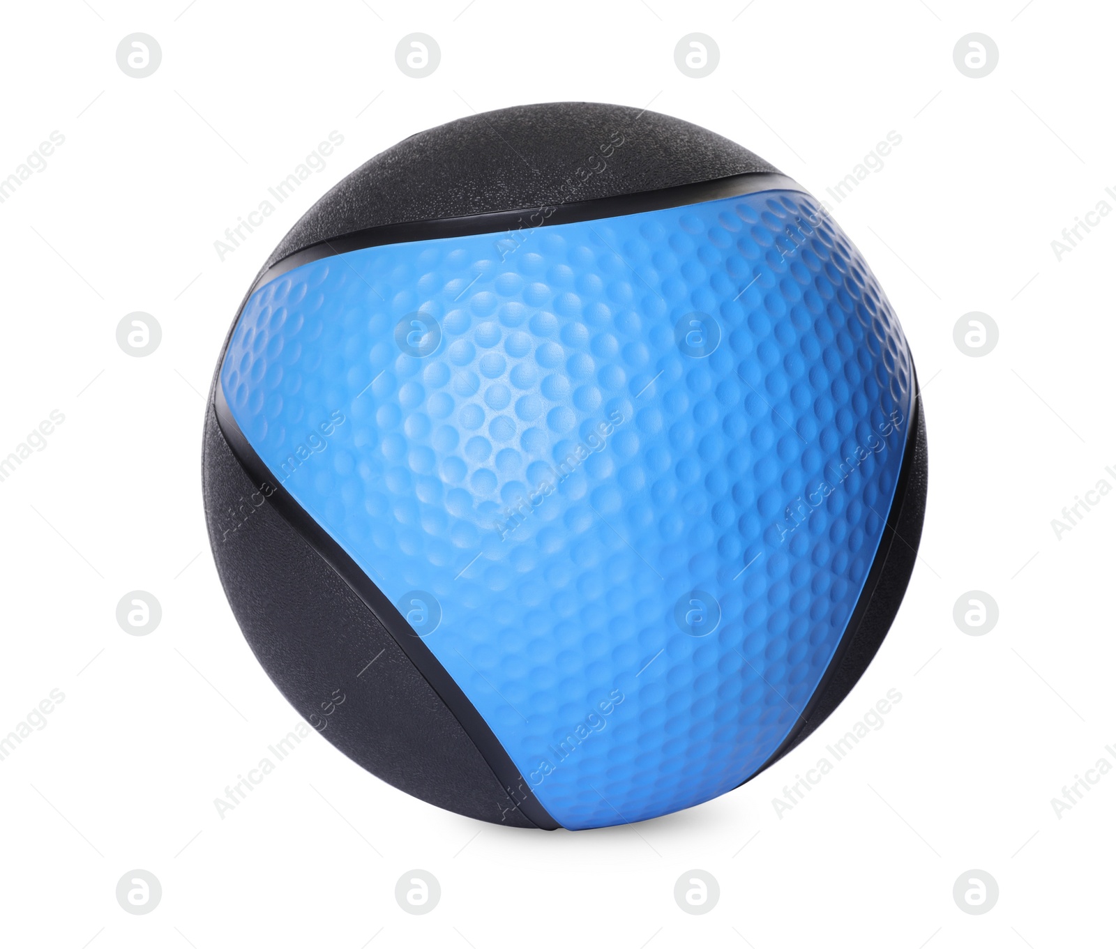 Photo of Blue and black medicine ball isolated on white