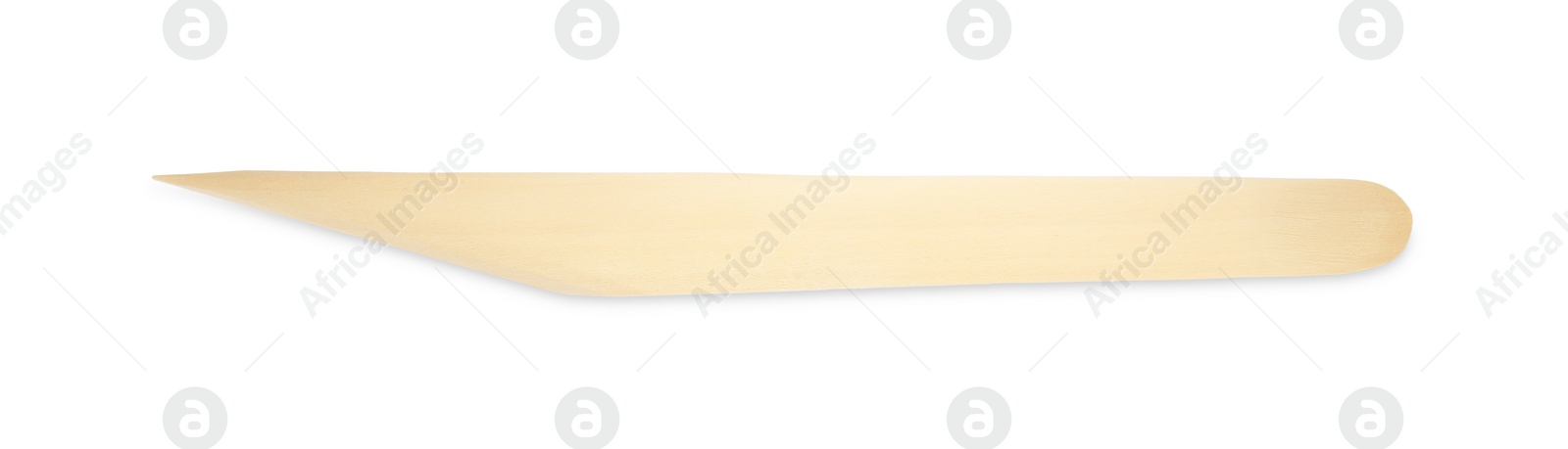 Photo of Crafting tool. Wooden clay carving knife isolated on white, top view