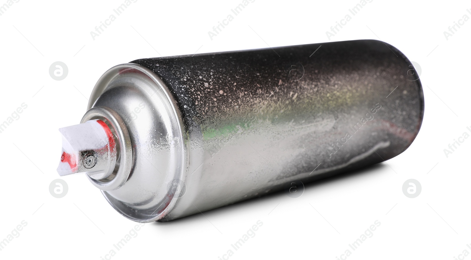 Photo of Used can of spray paint isolated on white. Graffiti supply