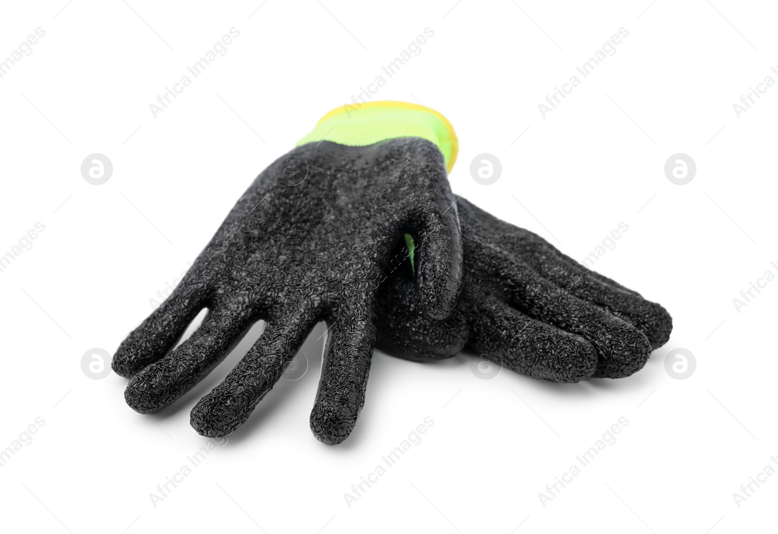 Photo of Pair of color gardening gloves isolated on white