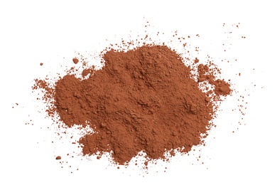 Photo of Cocoa powder on white background