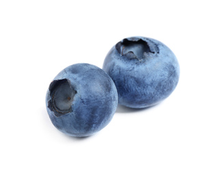 Photo of Tasty fresh ripe blueberries on white background