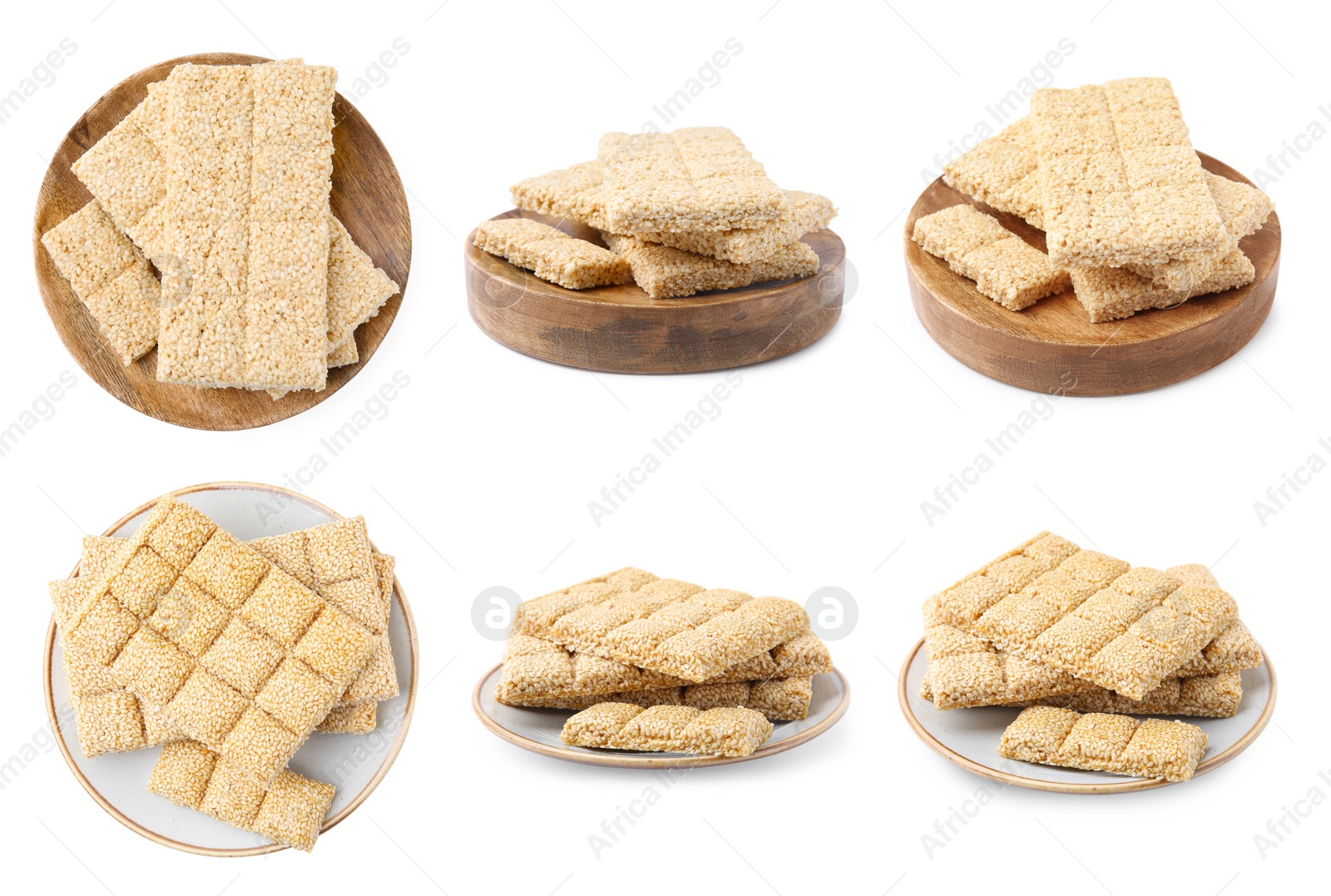 Image of Set with tasty sweet kozinaki on white background