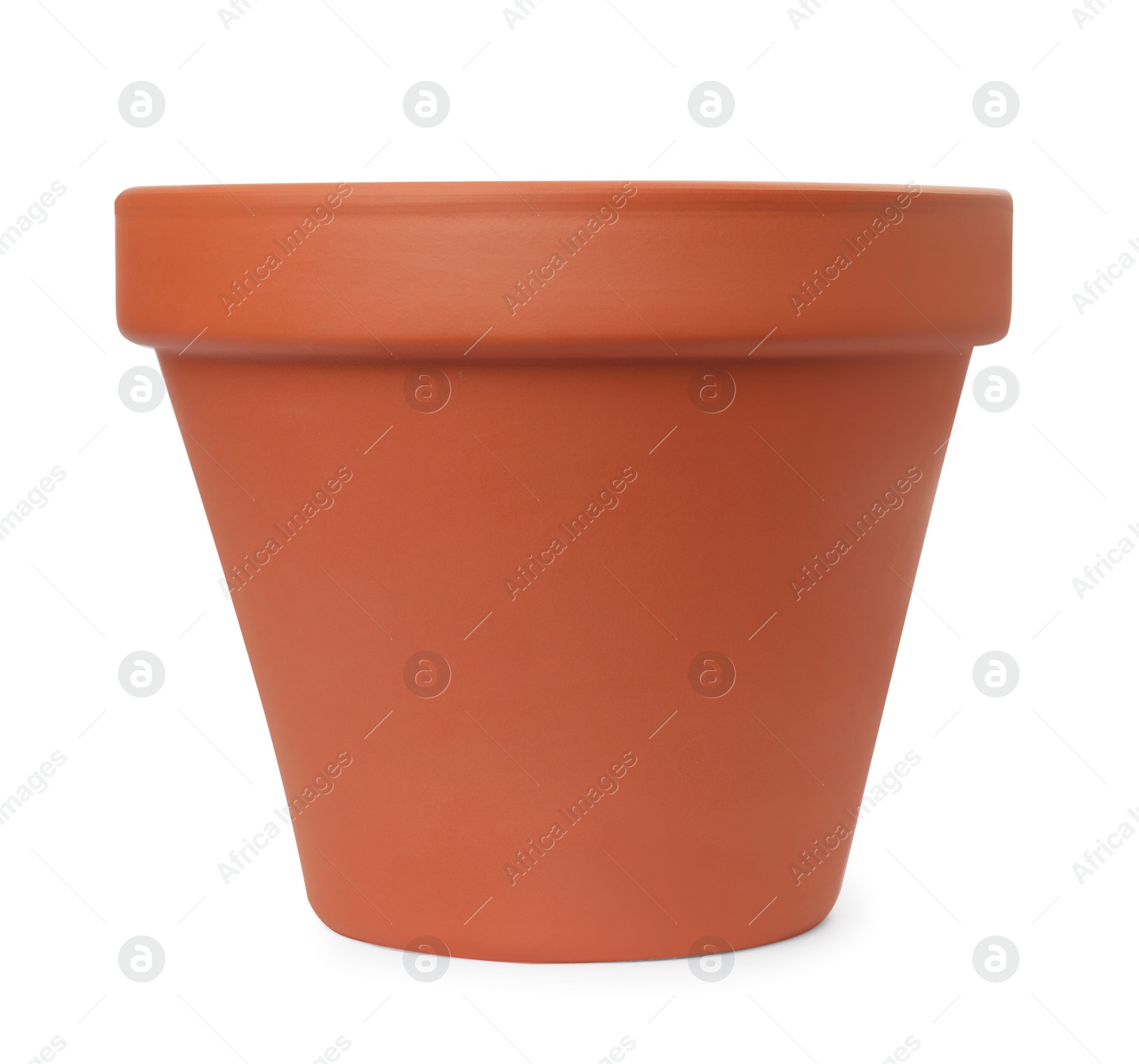 Photo of One clay flower pot isolated on white