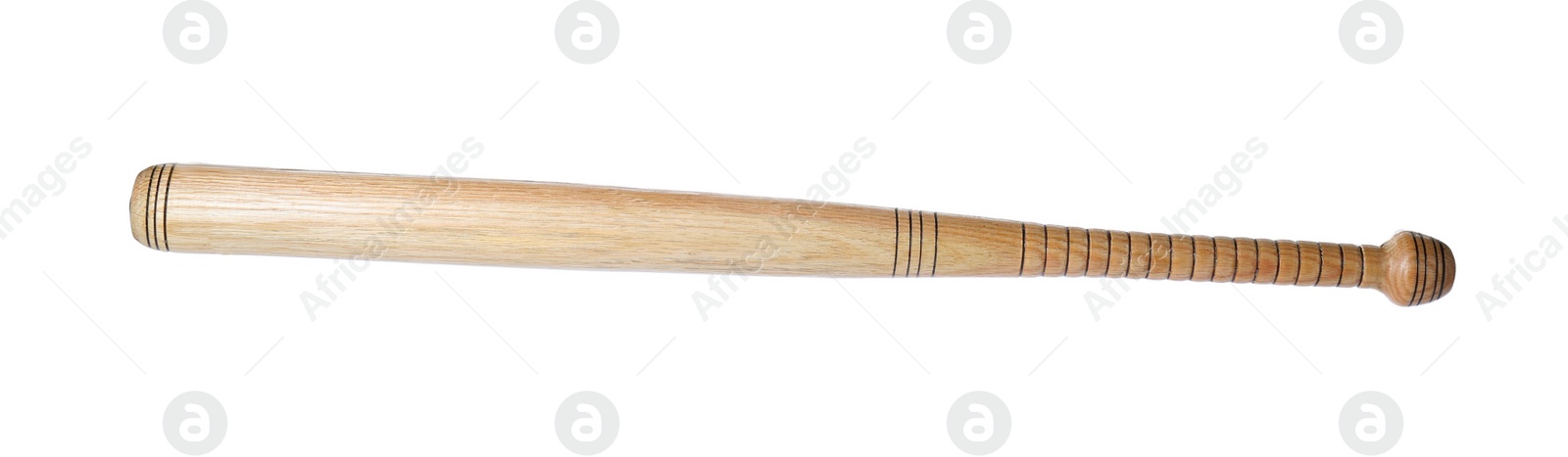 Photo of Wooden baseball bat isolated on white. Sports equipment