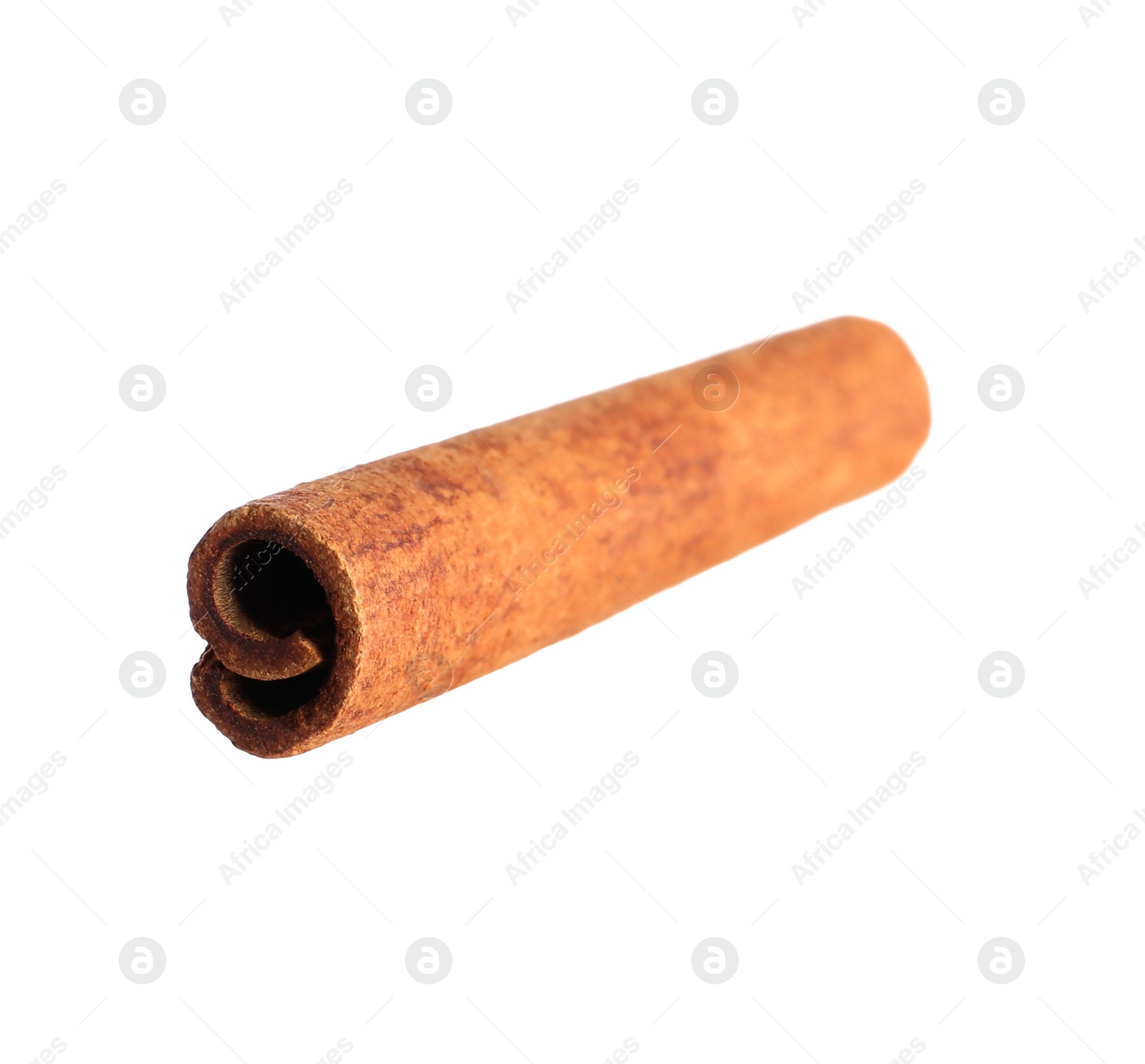 Photo of One aromatic cinnamon stick isolated on white