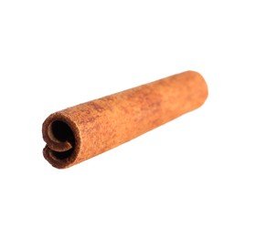 Photo of One aromatic cinnamon stick isolated on white