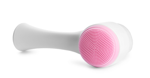 Modern face cleansing brush isolated on white. Cosmetics tool