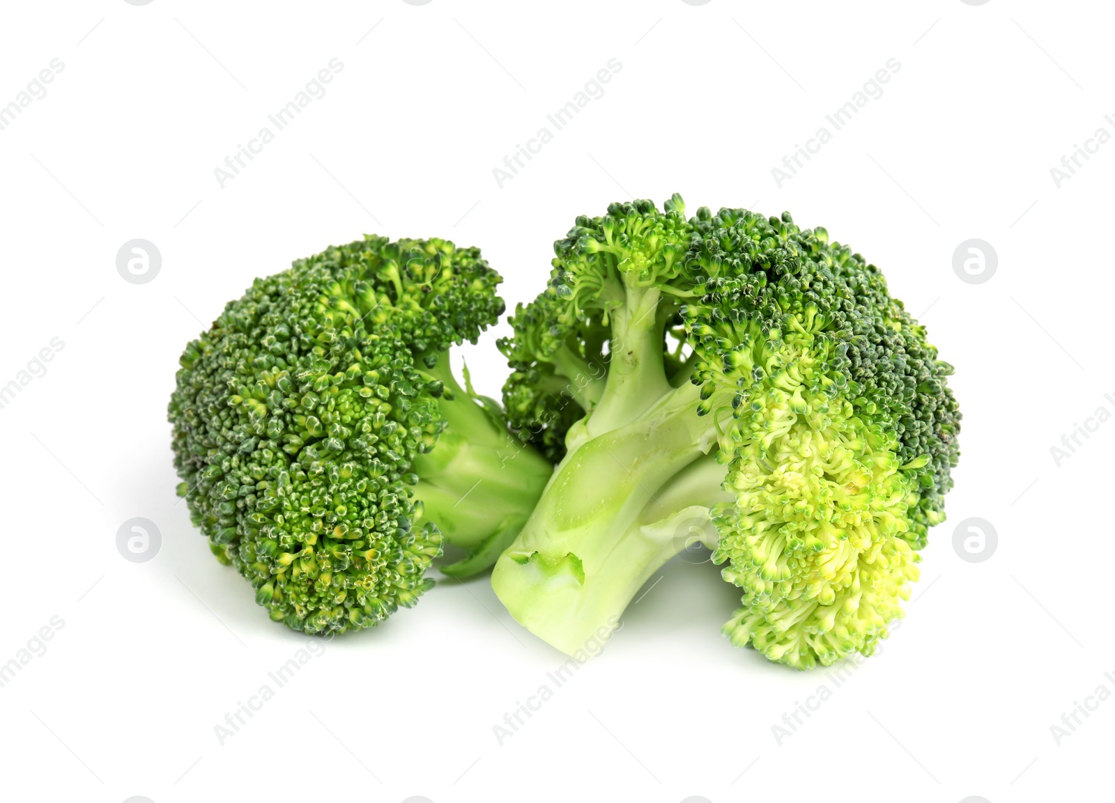 Photo of Fresh green broccoli on white background. Organic food