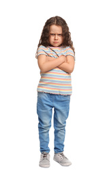 Photo of Full length portrait of cute little girl on white background