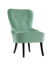 Image of One comfortable green armchair isolated on white