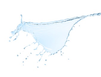 Photo of Splash of clear water on white background