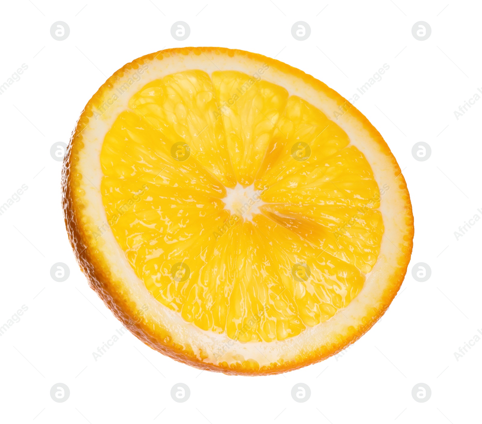 Photo of Slice of fresh ripe orange isolated on white