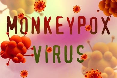 Abstract illustration of monkeypox virus on color background. Dangerous disease