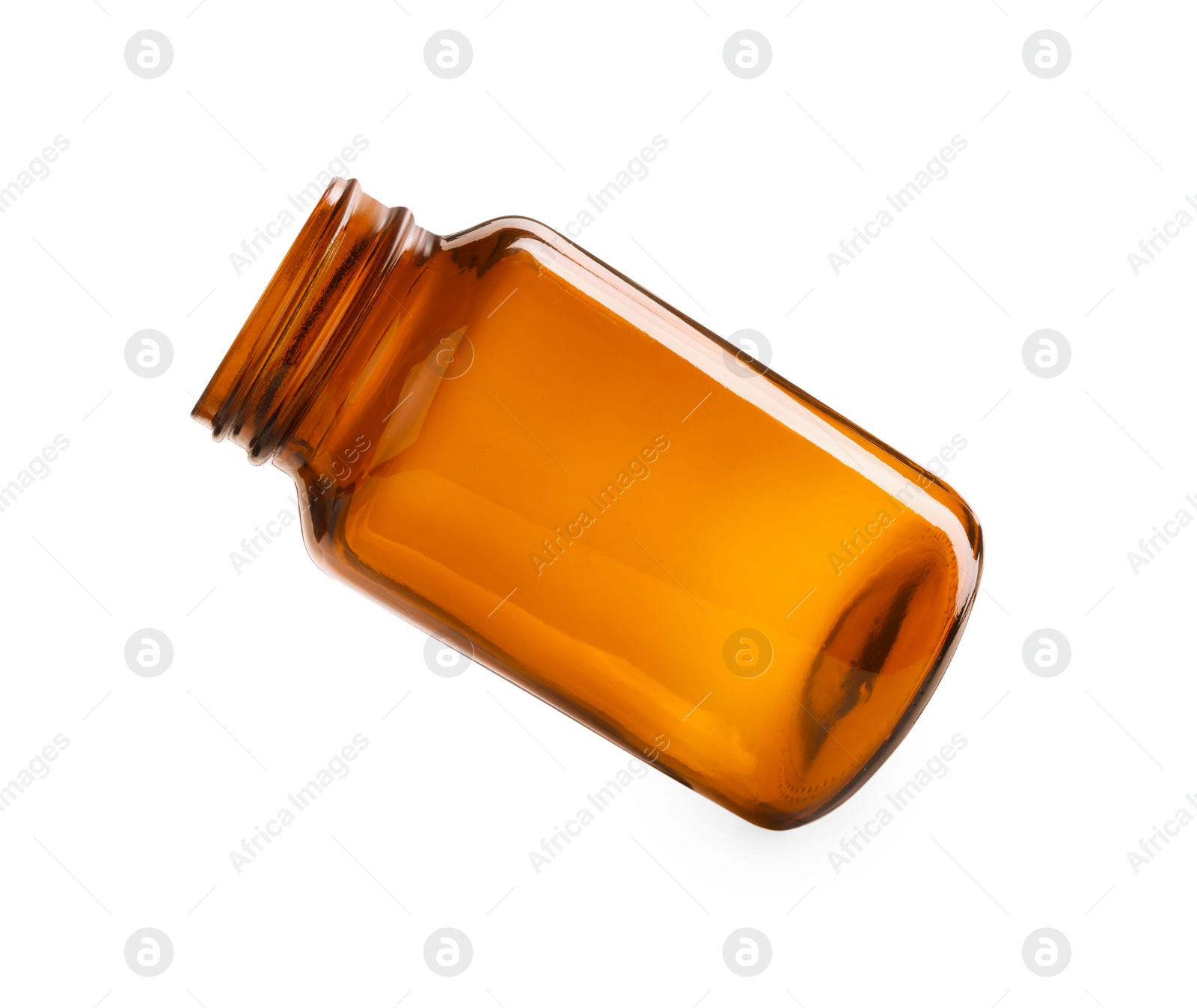 Photo of Blank glass pill bottle isolated on white