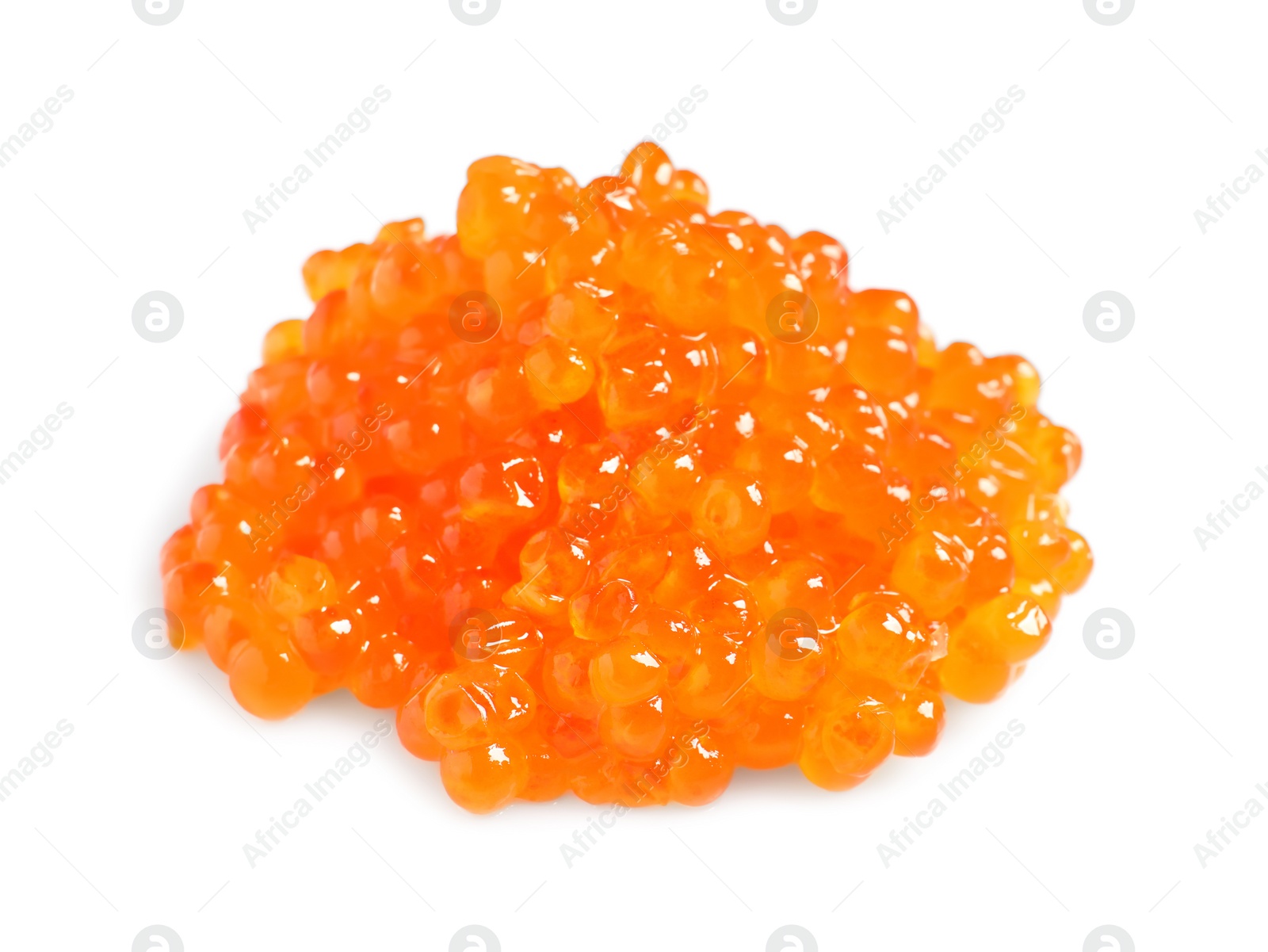 Photo of Delicious red caviar on white background