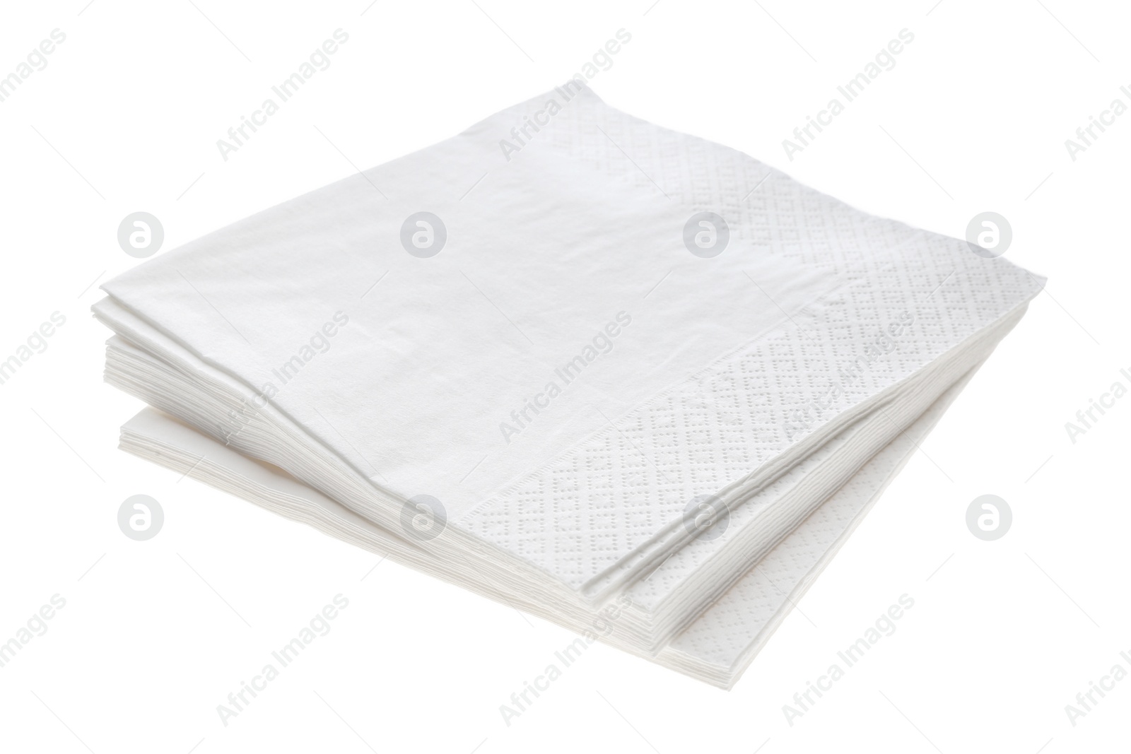 Photo of Stack of clean paper tissues on white background