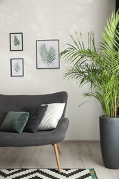 Photo of Comfortable sofa in room. Idea for interior design