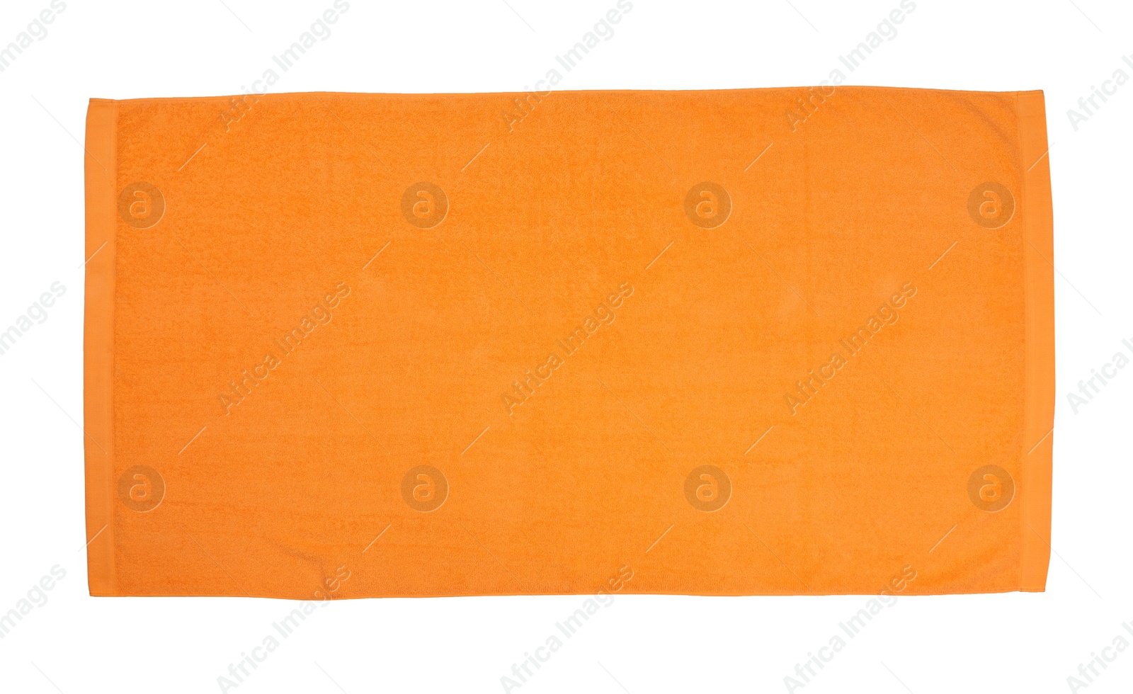 Photo of Orange beach towel isolated on white, top view