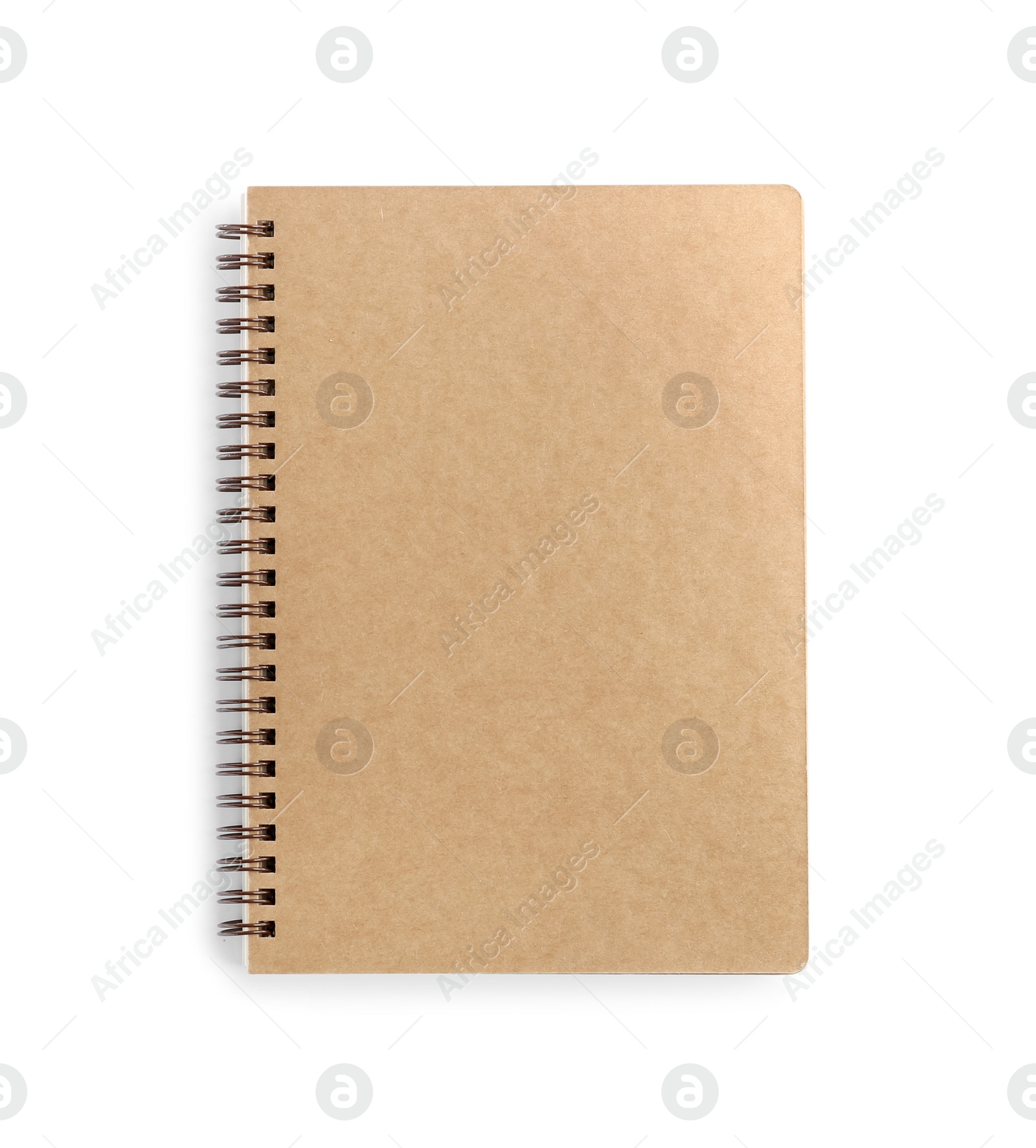 Photo of One notebook isolated on white, top view