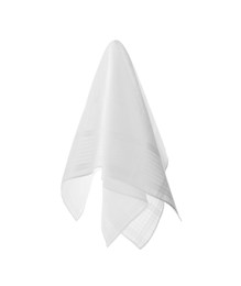 Photo of New handkerchief isolated on white. Stylish accessory