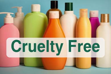 Cruelty free concept. Personal care products not tested on animals  