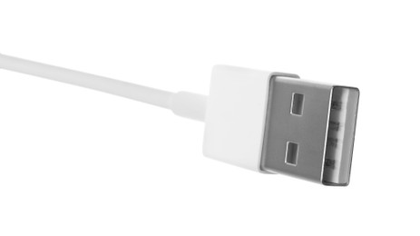 Photo of USB cable isolated on white. Modern technology