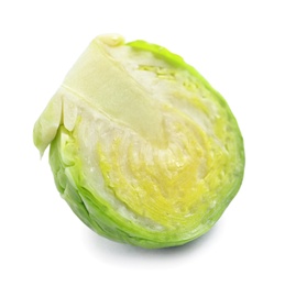 Photo of Fresh cut Brussels sprout on white background